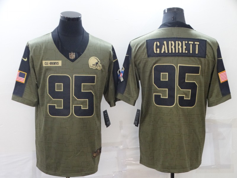 Men's Cleveland Browns Myles Garrett #95 Olive Jersey